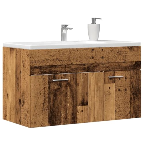 HOMEELIKE Waschbeckenunterschrank Altholz-Optik 90x38,5x46 Holzwerkstoff von HOMEELIKE