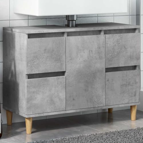 HOMEELIKE Waschbeckenunterschrank Betongrau 80x33x60 cm Holzwerkstoff von HOMEELIKE
