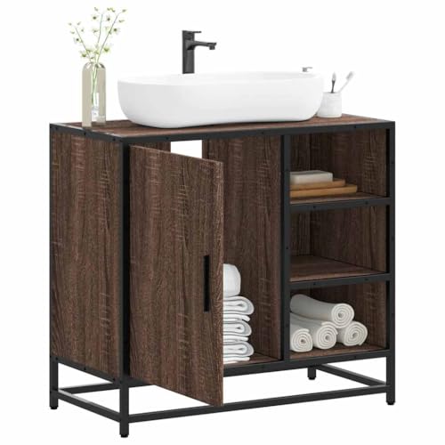 HOMEELIKE Waschbeckenunterschrank Braun Eichen-Optik 65x33x60 cm von HOMEELIKE
