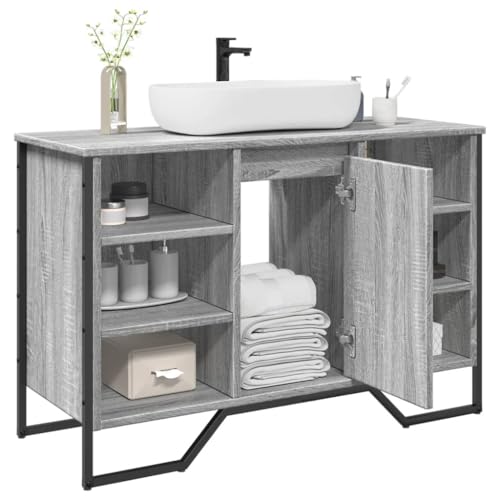 HOMEELIKE Waschbeckenunterschrank Grau Sonoma 91x35x60 cm Holzwerkstoff von HOMEELIKE