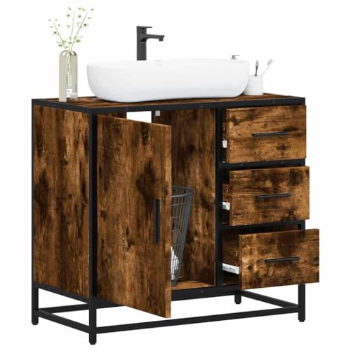 HOMEELIKE Waschbeckenunterschrank Raeuchereiche 65x33x60 cm Holzwerkstoff von HOMEELIKE
