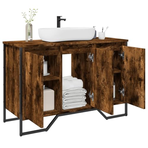 HOMEELIKE Waschbeckenunterschrank Raeuchereiche 91x35x60 cm Holzwerkstoff von HOMEELIKE