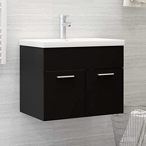 HOMEELIKE Waschbeckenunterschrank Schwarz 60x38,5x46 cm Holzwerkstoff von HOMEELIKE