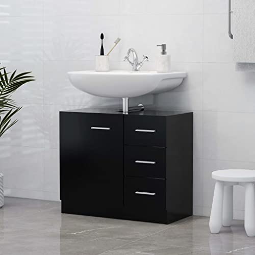 HOMEELIKE Waschbeckenunterschrank Schwarz 63x30x54 cm Holzwerkstoff von HOMEELIKE
