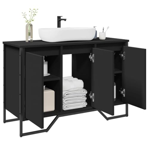 HOMEELIKE Waschbeckenunterschrank Schwarz 91x35x60 cm Holzwerkstoff von HOMEELIKE
