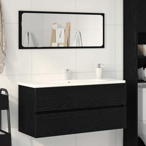 HOMEELIKE Waschbeckenunterschrank Schwarz Eichen-Optik 100x38,5x45 cm von HOMEELIKE