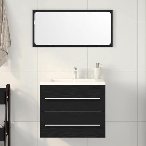 HOMEELIKE Waschbeckenunterschrank Schwarz Eichen-Optik 60x38,5x48 cm von HOMEELIKE