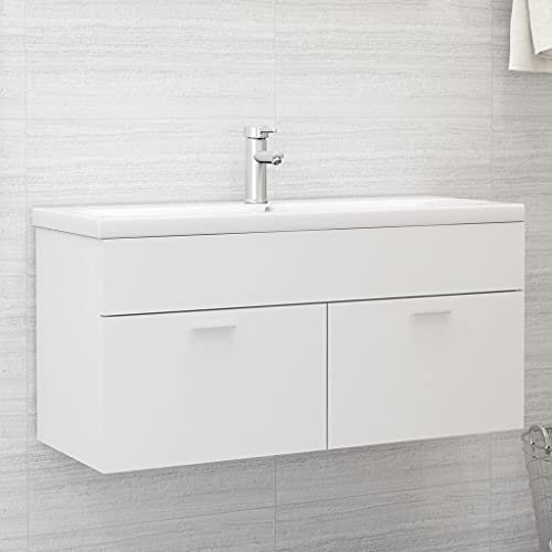 HOMEELIKE Waschbeckenunterschrank Weiss 100x38,5x46 cm Holzwerkstoff von HOMEELIKE