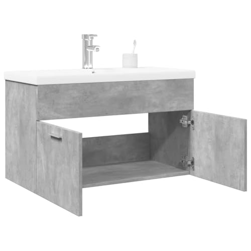 HOMEELIKE Waschbeckenunterschrank mit Einbaubecken Betongrau von HOMEELIKE