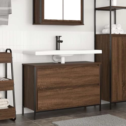 HOMEELIKE Waschbeckenunterschrank mit Schubladen Braun Eichen-Optik HOMEELIKE Waschbeckenunterschrank mit Schubladen Braun Eichen-Optik von HOMEELIKE