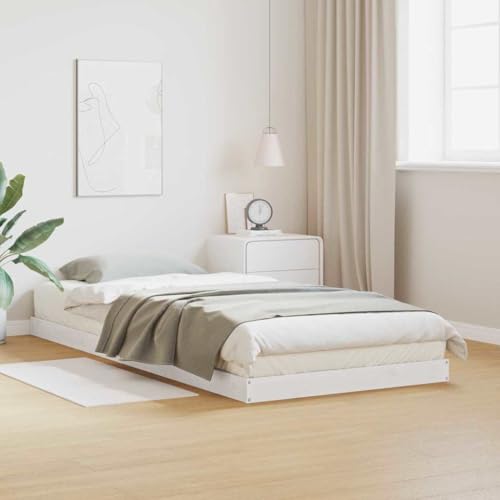 HOMEELIKE Weisses Kiefernholz Bett 80 cm breit 220 cm lang Massivholzbett Modernes Schlafzimmerdekor von HOMEELIKE