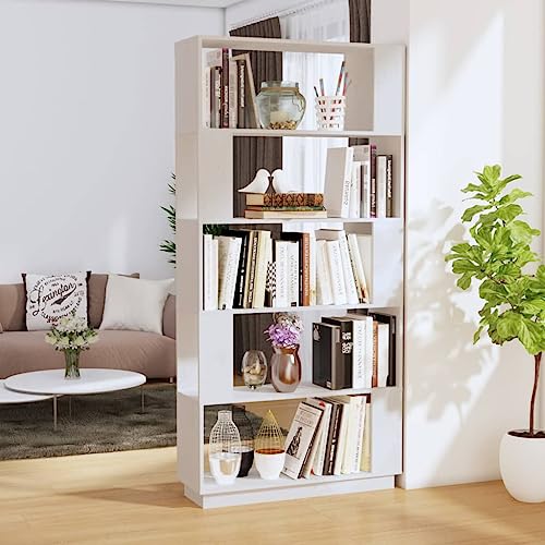 HOMEELIKE Zweiter Absatz: Holz B¨¹cherregal Ohne R¨¹ckwand Wei? Kiefer Massiv 80x25x163,5 cm Raumteiler Flur Regal von HOMEELIKE