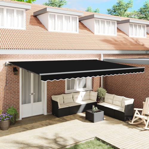 HOMEELIKE automatische einziehbare Markise in Schwarz 500x350 cm von HOMEELIKE