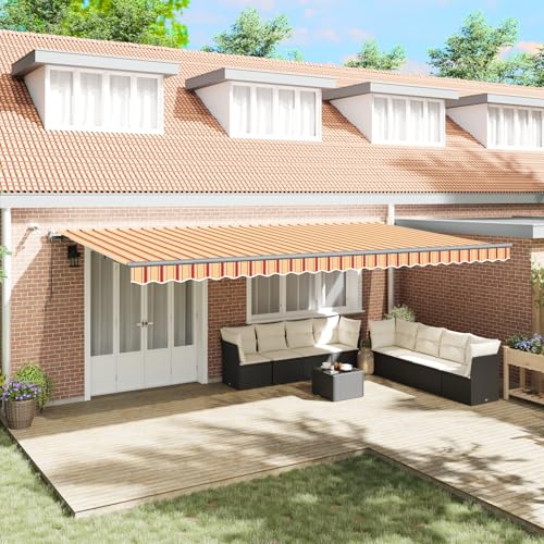 HOMEELIKE Markise 600x300 cm Gelb-Orange Stilvolle und Praktische Loesung Fuer Aussenanlagen von HOMEELIKE