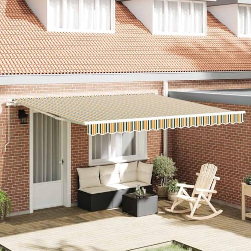 HOMEELIKE manuelle einziehbare Markise gr¨¹n und gelb 400x300 cm von HOMEELIKE