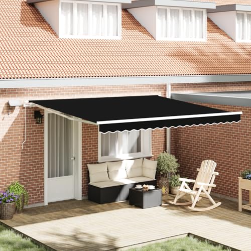 HOMEELIKE manuelle einziehbare Markise mit LED Schwarz 400x350 cm von HOMEELIKE