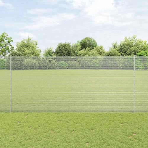 Hochwertiger Stahl Gartenzaun 1.4 x 10 Meter Silber Wetterbestaendig Mit Pfosten Einfache Montage Privatsphaere von HOMEELIKE
