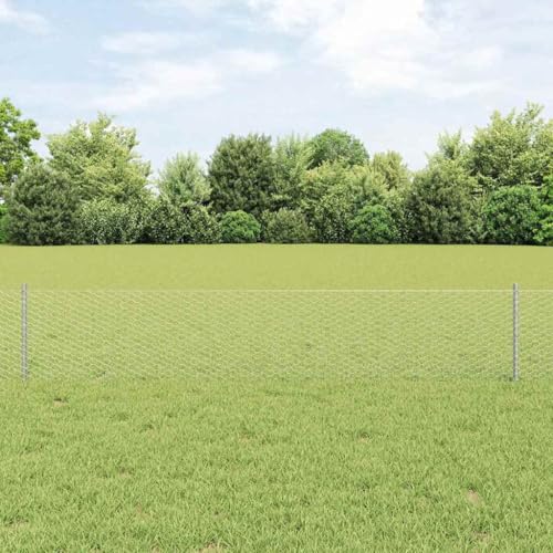 Hochwertiger Stahlzaun Silber 0.4m x 50m fuer Aussenbereich von HOMEELIKE
