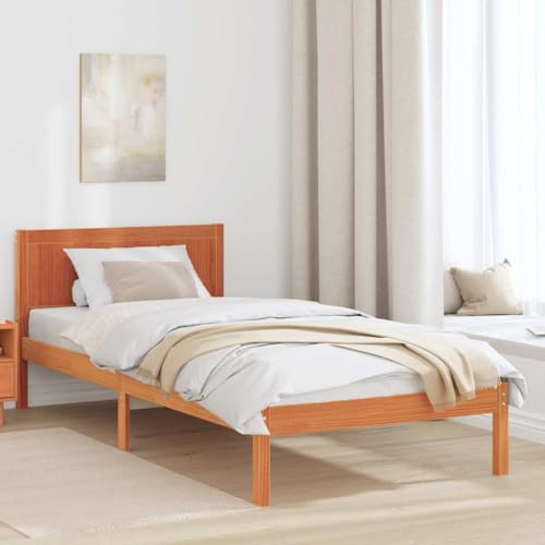Holzbett Braun 100 x 200 cm Massivholz Kiefer Rechteckiges Design Einfacher Aufbau Stabiles Schlafzimmerm?Bel Holzbett Braun 100 x 200 cm Massivholz Kiefer Rechteckiges Design Einfacher Aufbau Stabiles Schlafzimmerm?Bel von HOMEELIKE