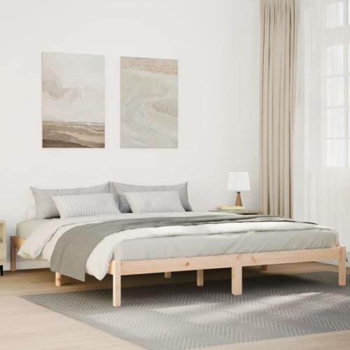 Holzbett extra lang 200x220 cm Kiefer Natur ohne Matratze von HOMEELIKE