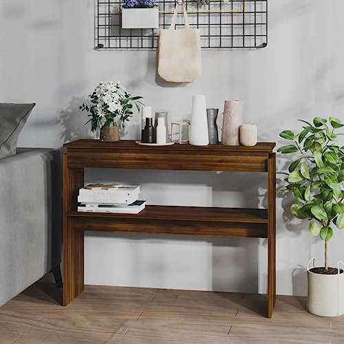 Konsolentisch Eiche Braun 102 cm Breit Pflegeleichter Holzwerkstoff Ideal f¨¹r Dekoration und Ablage von HOMEELIKE