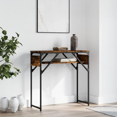 Konsolentisch mit Stauraum R?uchereiche 75x30x75 cm Holzwerkstoff von HOMEELIKE