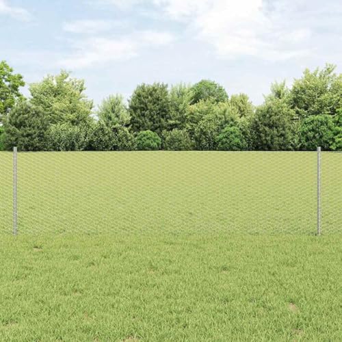 Langlebiges Zaunsystem aus pulverbeschichtetem Stahl 0.6 x 50 m in Silber von HOMEELIKE