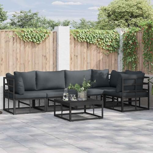 Modernes Aluminium-Gartensofa-Set mit wetterfesten Kissen, modulare Outdoor-Lounge Fuer Terrasse und Garten, anthrazitfarbene Polyesterpolster, leicht zu reinigen, Fuer gemuetliche Stunden im Freien Modernes Aluminium-Gartensofa-Set mit wetterfesten Kissen, modulare Outdoor-Lounge Fuer Terrasse und Garten, anthrazitfarbene Polyesterpolster, leicht zu reinigen, Fuer gemuetliche Stunden im Freien von HOMEELIKE