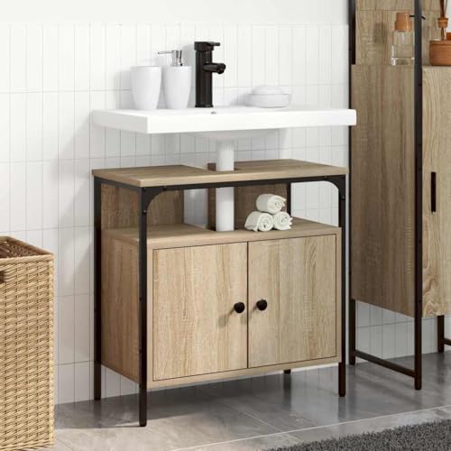 Modernes Badezimmer Regal Unterschrank 60 cm Beige Feuchtigkeitsbestaendiges Holzmaterial von HOMEELIKE