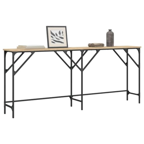 Robuster Konsolentisch Sonoma-Eiche 180x29x75 cm mit Metallgestell f¨¹r stilvolle Dekoration im Eingangsbereich Robuster Konsolentisch Sonoma-Eiche 180x29x75 cm mit Metallgestell f¨¹r stilvolle Dekoration im Eingangsbereich von HOMEELIKE