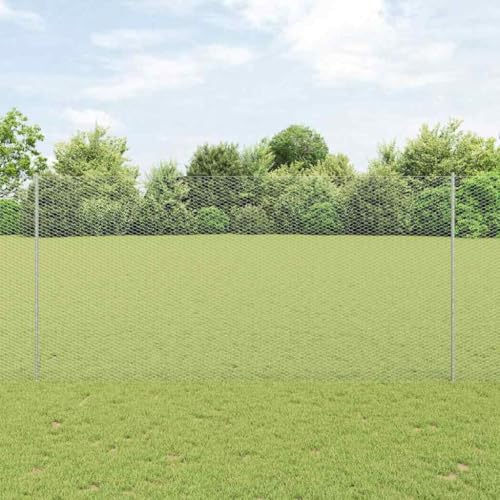 Robuster Metallzaun Silber 1.6 x 25 Meter inklusive Pfosten fuer Sicherheit und Stil von HOMEELIKE