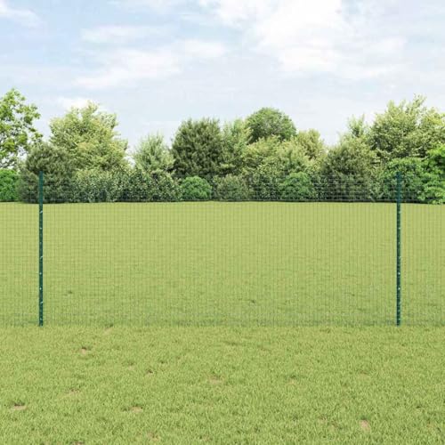 Robuster Stahl-Zaun Gruen 1 x 25 m mit Pfosten Wetterbestaendig und Langlebig von HOMEELIKE