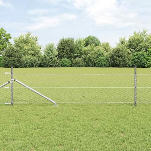 Robuster Stahlzaun Silber 0.8 x 10 m fuer Tiergehege Sichtschutz und Gartengestaltung von HOMEELIKE