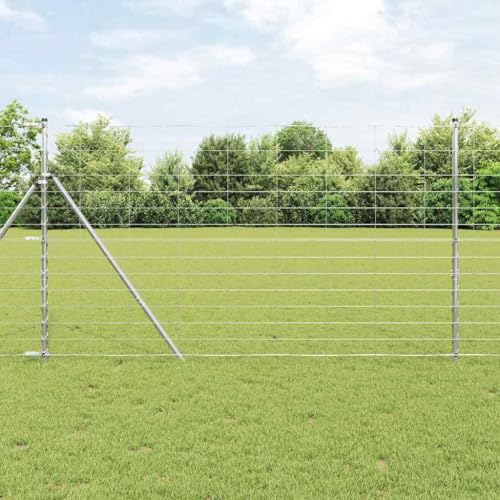 Robuster Stahlzaun Silber 25 m x 1.4 m ideal fuer Gartengrenzen und Sichtschutz von HOMEELIKE
