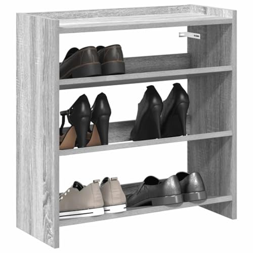 Schuhregal aus Holzwerkstoff in Grau Sonoma 60x25x62 cm mit extra Stauraum von HOMEELIKE
