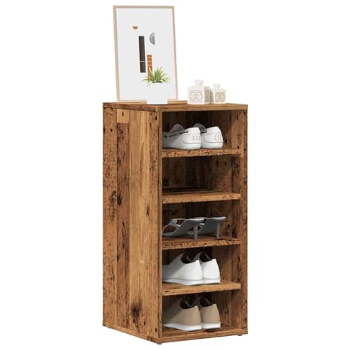 Schuhschrank 2er Set Altholzoptik 32x35x70 cm Holzwerkstoff Stauraum Dekor von HOMEELIKE