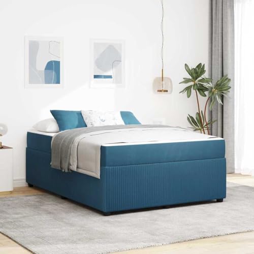 Stabiles Bett mit Schaumstoffmatratze, 140x200 cm, Blau, Hochwertiges Samtmaterial Stabiles Bett mit Schaumstoffmatratze, 140x200 cm, Blau, Hochwertiges Samtmaterial von HOMEELIKE