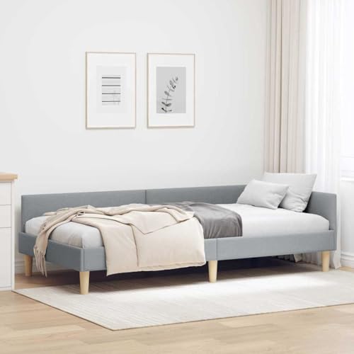 Stilvolles Bettrahmen-Set 90 x 200 cm, L-foermig, mit weichem Stoff und langlebigem Holz Stilvolles Bettrahmen-Set 90 x 200 cm, L-foermig, mit weichem Stoff und langlebigem Holz von HOMEELIKE