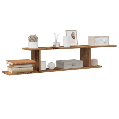 Stilvolles TV-Wandregal aus Holzwerkstoff mit Altholz-Optik, 125 x 18 x 23 cm von HOMEELIKE