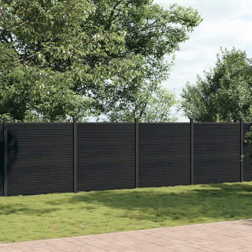 WPC Zaunelement 139 x 186 cm Gartenzaeun Grau Witterungsbestaendig Ohne Pflegeaufwand von HOMEELIKE