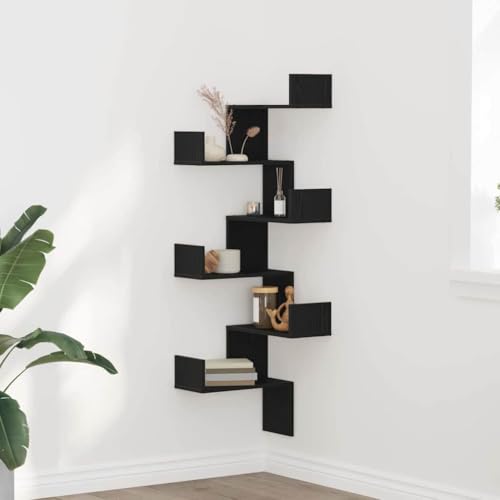 Wand-Eckregal in Schwarz Eiche Optik 45 x 45 x 147 cm aus Holzwerkstoff platzsparend modern minimalistisch Wand-Eckregal in Schwarz Eiche Optik 45 x 45 x 147 cm aus Holzwerkstoff platzsparend modern minimalistisch von HOMEELIKE