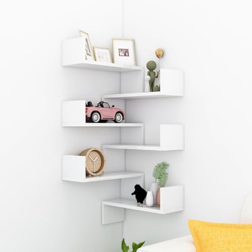 Wand-Eckregale 2er Set Hochglanz Wei? 40x40x50 cm aus Holzwerkstoff Wand-Eckregale 2er Set Hochglanz Wei? 40x40x50 cm aus Holzwerkstoff von HOMEELIKE