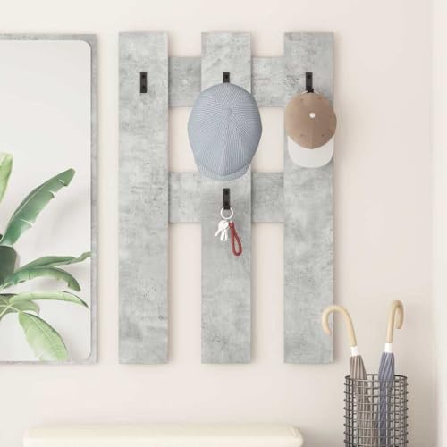Wandmontierter Kleiderst?nder Betongrau 65 x 3 x 100 cm Stabiler Flur Organizer mit Haken f¨¹r M?ntel Schals Taschen Rechteckiges Design f¨¹r minimalistische Einrichtung von HOMEELIKE