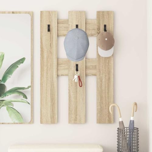Wandmontierter Kleiderst?nder aus Holzwerkstoff mit Haken f¨¹r M?ntel und Taschen von HOMEELIKE