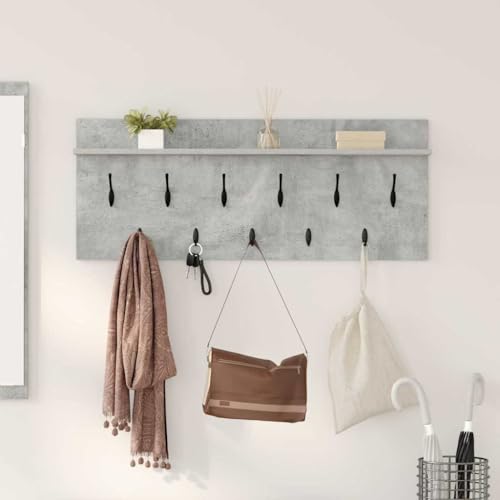 Wandmontierter Kleiderst?nder mit Regal Betongrau Holzwerkstoff Modern Einfach Stauraum Haken von HOMEELIKE