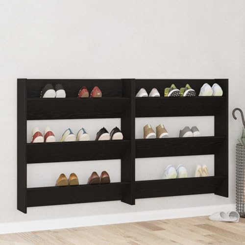 Wandmontierter Schuhschrank 2er Set Modernes Design Platzsparend Holzoptik von HOMEELIKE