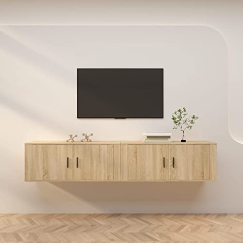 Wandmontierter TV Schrank 2er Set Sonoma Eiche - Viel Stauraum Feuchtigkeitsbestaendiges Holz Wandmontierter TV Schrank 2er Set Sonoma Eiche - Viel Stauraum Feuchtigkeitsbestaendiges Holz von HOMEELIKE