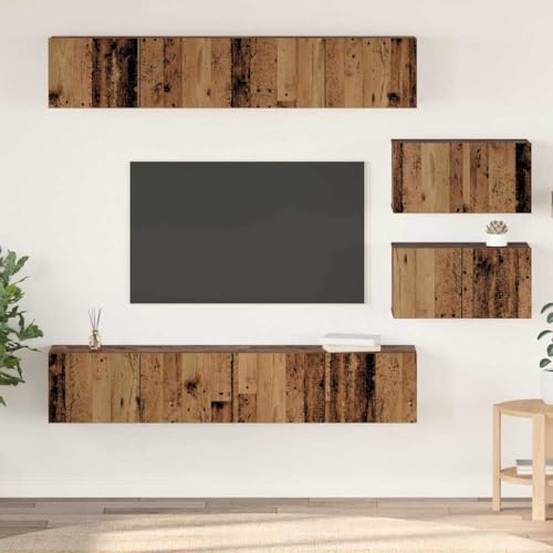 Wandregal TV-Schrank Set mit Stauraum Altholz Holzoptik Modular Mehrteilig Holzwerkstoff Dekorative Aufbewahrung Rustikales Design Wandregal TV-Schrank Set mit Stauraum Altholz Holzoptik Modular Mehrteilig Holzwerkstoff Dekorative Aufbewahrung Rustikales Design von HOMEELIKE