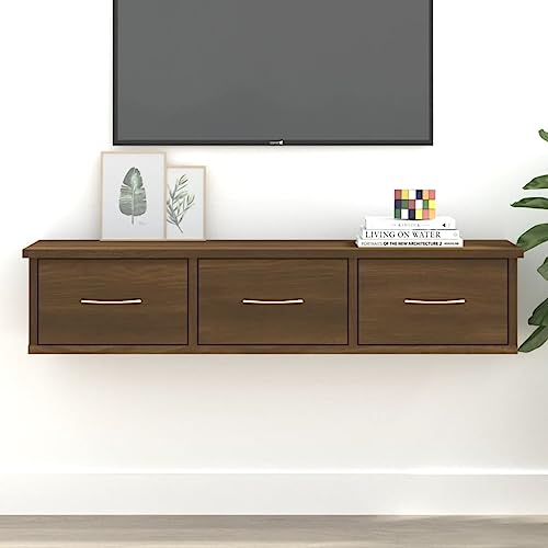 Wandschrank Braun Eiche Optik 88x26x18,5 cm Holzwerkstoff mit 3 Schubladen Wandschrank Braun Eiche Optik 88x26x18,5 cm Holzwerkstoff mit 3 Schubladen von HOMEELIKE