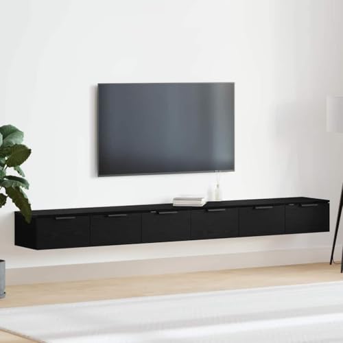 Wandschrank Set 2 Stueck Schwarz Eiche Dekor 102 x 30 x 20 cm Modernes Design Regal Holzoptik Wandschrank Set 2 Stueck Schwarz Eiche Dekor 102 x 30 x 20 cm Modernes Design Regal Holzoptik von HOMEELIKE